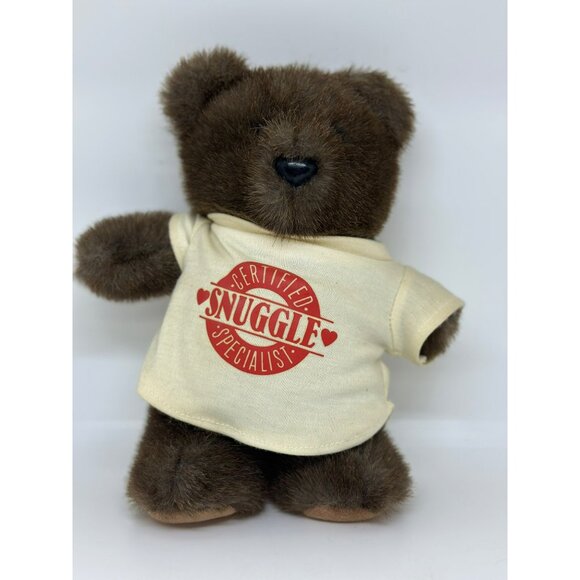 VTG Hallmark Certified Snuggle Specialist Plush Brown Teddy Bear By Heartline - Picture 1 of 6